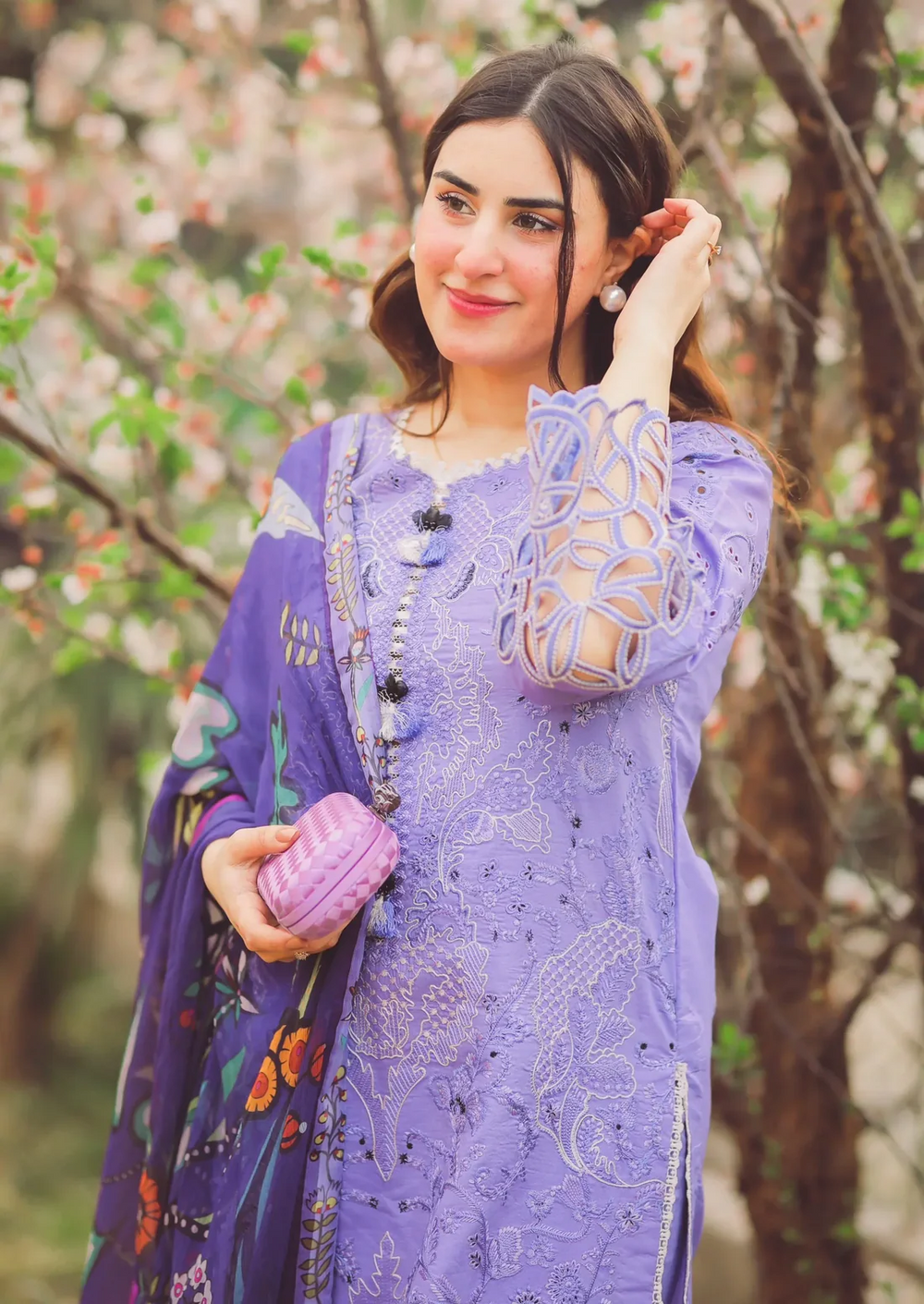 FULLY EMBROIDERED 3PC LAWN DRESS WITH SILK PRINTED DUPATTA- SR04