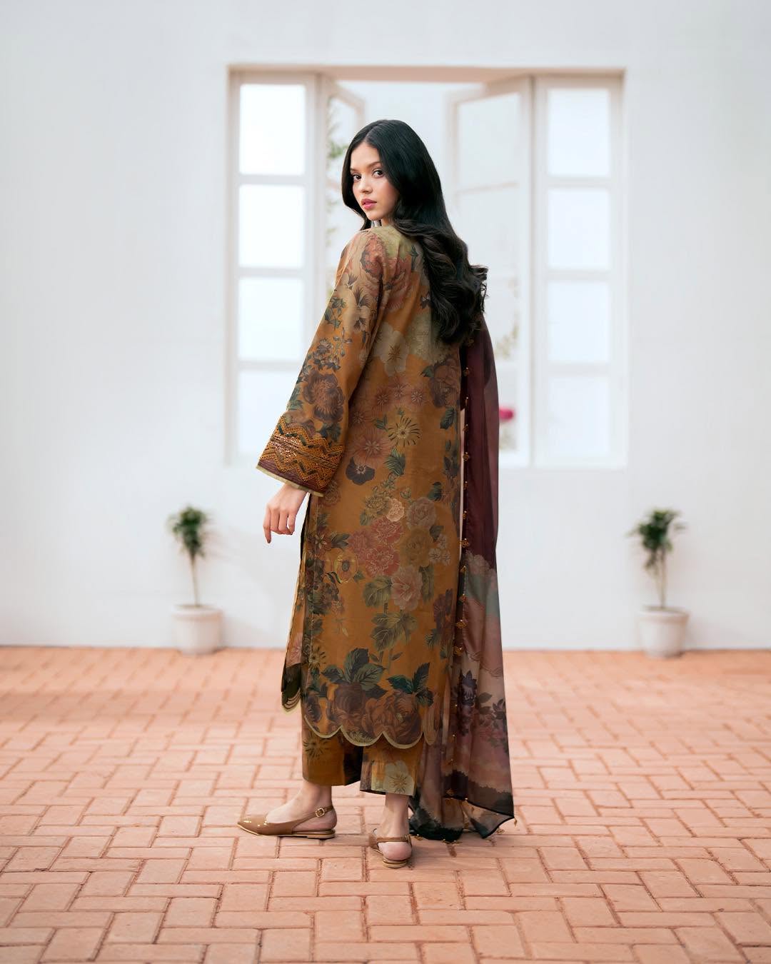 FULLY EMBROIDERED 3PC LAWN DRESS WITH LAWN PRINTED DUPATTA-