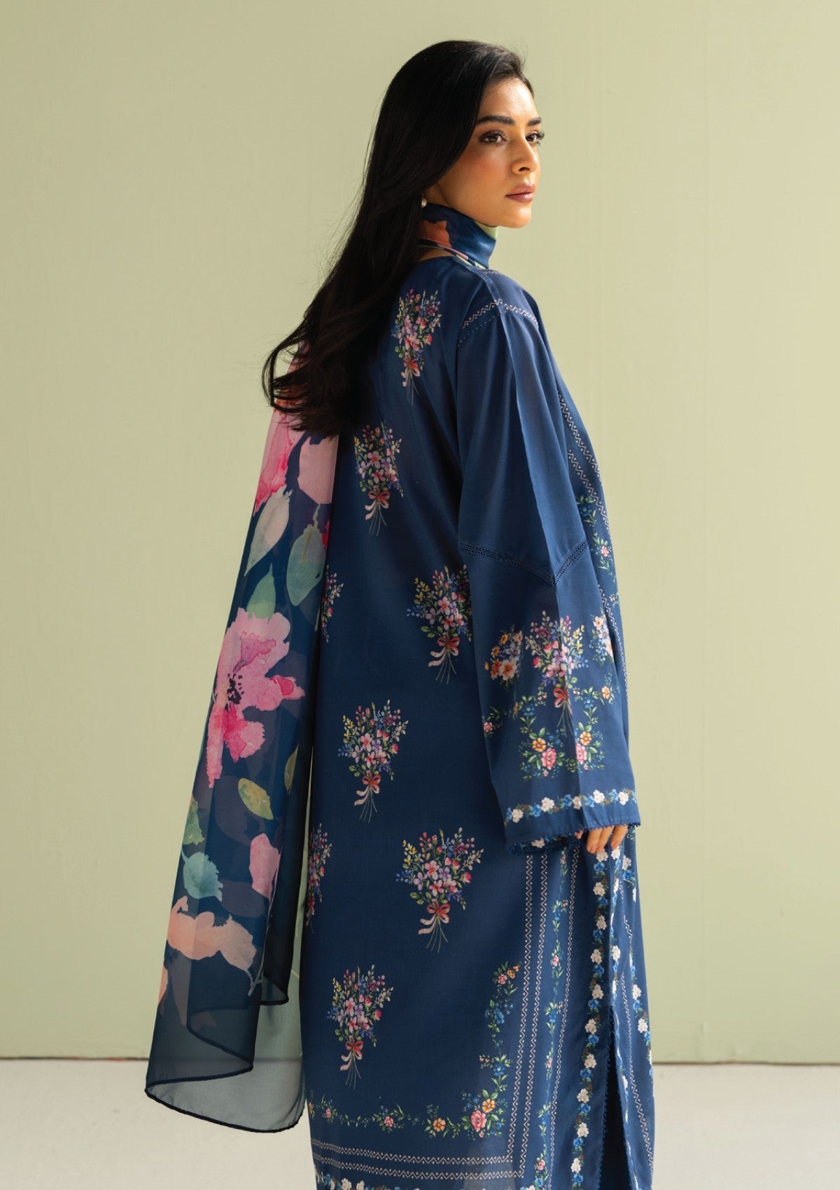 3PC LAWN PRINTED DRESS WITH LAWN DUPATTA- BQ-421