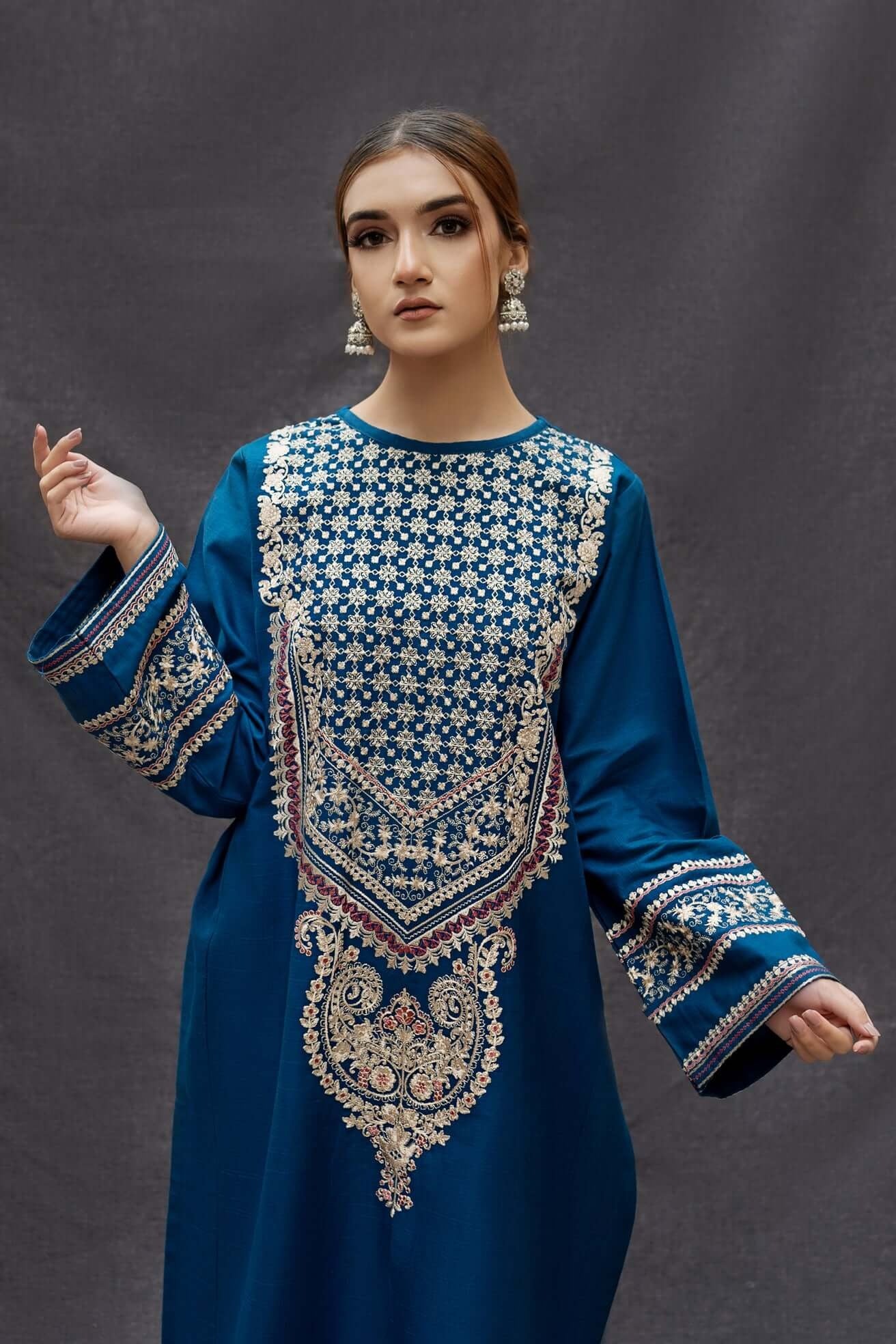 FULLY EMBROIDERED 2PC DHANAK DRESS - ABH-32