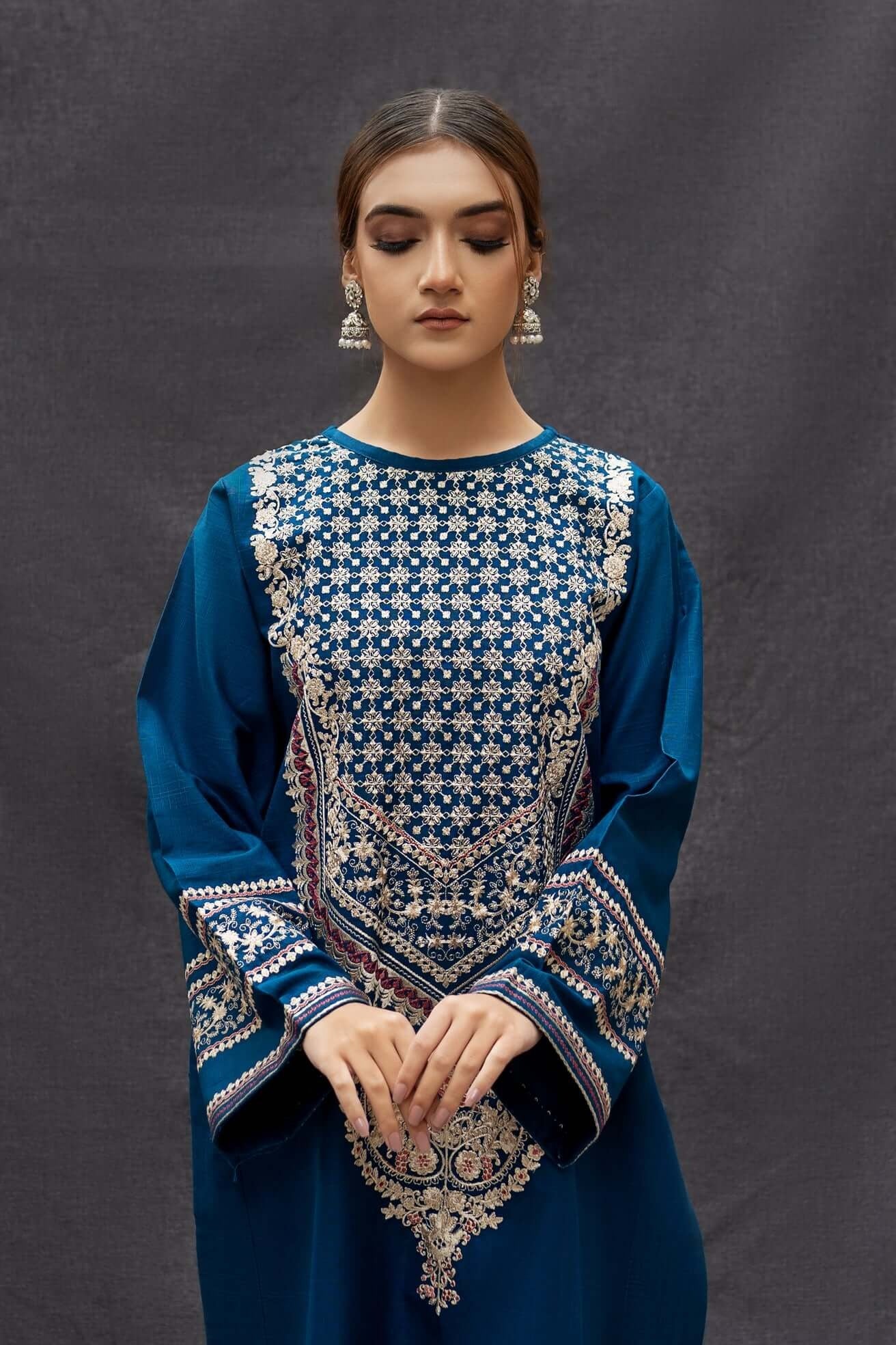 FULLY EMBROIDERED 2PC DHANAK DRESS - ABH-32