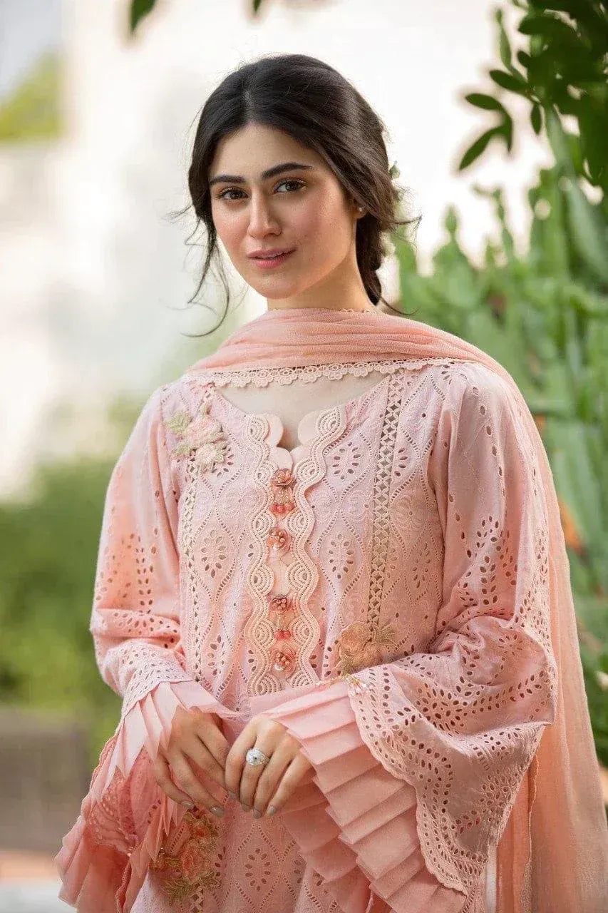 FULLY EMBROIDERED 3PC LAWN DRESS WITH LAWN EMBROIDERED DUPATTA- ABH-19