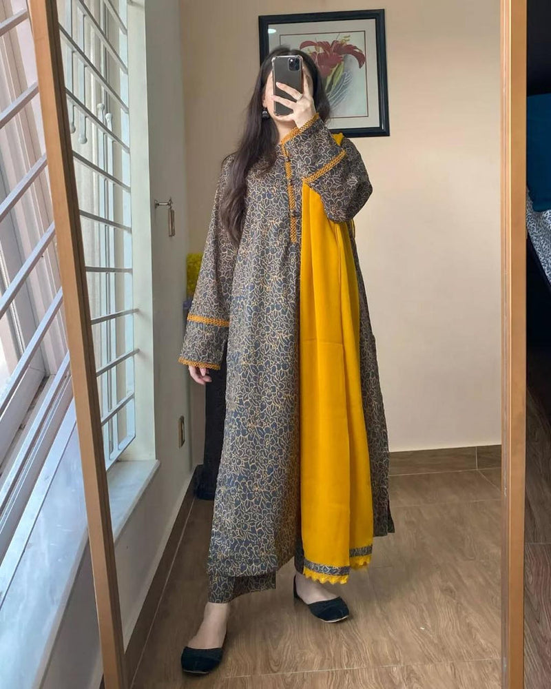 3PC LAWN PRINTED STITCHED SUIT- GRACE