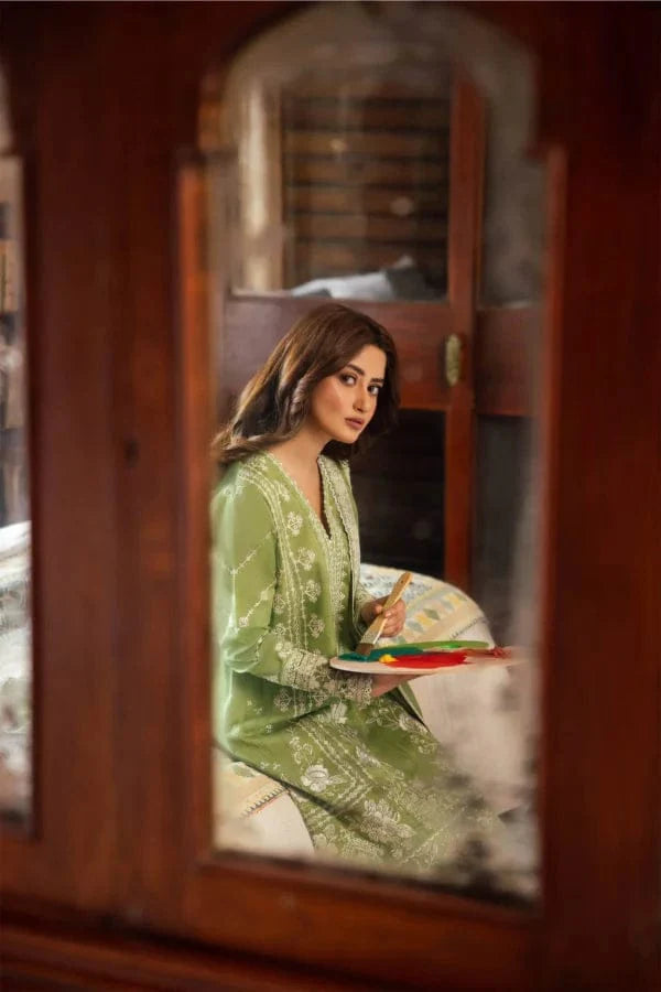 FULLY EMBROIDERED 3PC LAWN DRESS WITH LAWN EMBROIDERED DUPATTA- SR2525