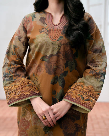 FULLY EMBROIDERED 3PC LAWN DRESS WITH LAWN PRINTED DUPATTA-