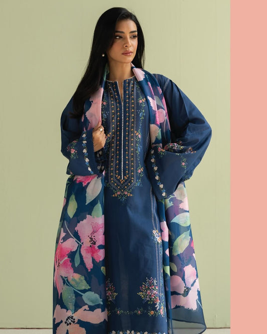 3PC LAWN PRINTED DRESS WITH LAWN DUPATTA- BQ-421