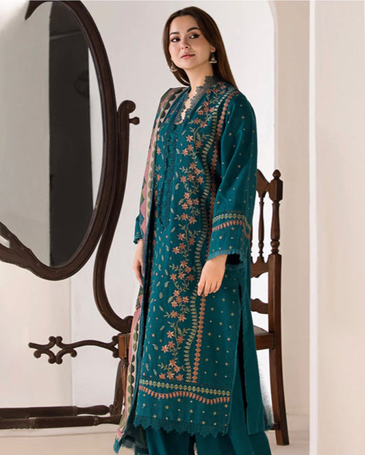FULLY EMBROIDERED 3PC LAWN DRESS WITH LAWN DUPATTA- ABH02