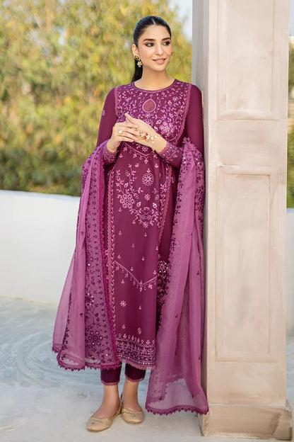 FULLY EMBROIDERED 3PC LAWN DRESS WITH ORGANZA EMBROIDERED DUPATTA- CS84