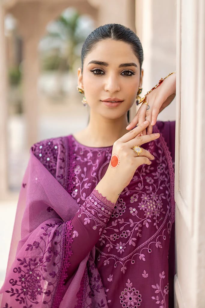 FULLY EMBROIDERED 3PC LAWN DRESS WITH ORGANZA EMBROIDERED DUPATTA- CS84