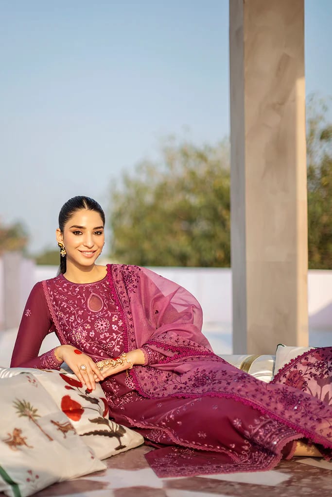 FULLY EMBROIDERED 3PC LAWN DRESS WITH ORGANZA EMBROIDERED DUPATTA- CS84