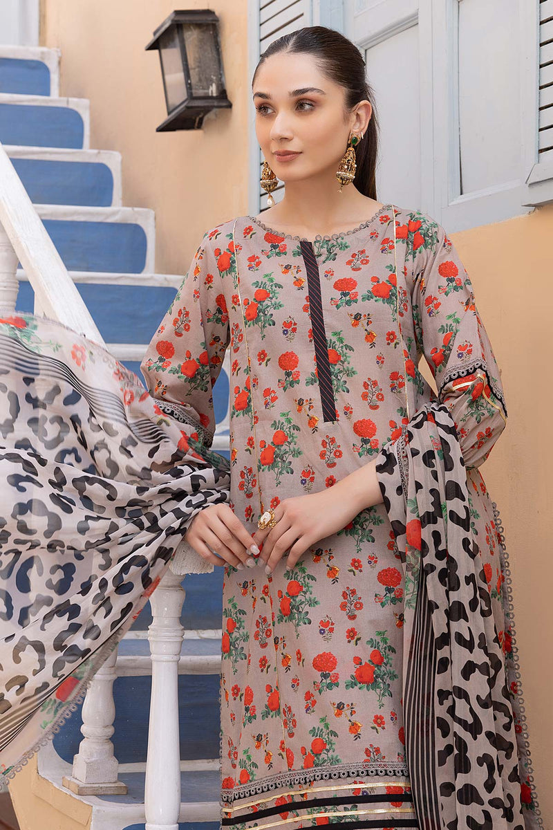 3PC LAWN PRINTED DRESS WITH LAWN DUPATTA