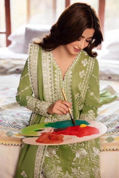 FULLY EMBROIDERED 3PC LAWN DRESS WITH LAWN EMBROIDERED DUPATTA- SR2525