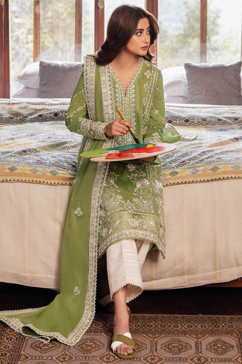 FULLY EMBROIDERED 3PC LAWN DRESS WITH LAWN EMBROIDERED DUPATTA- SR2525