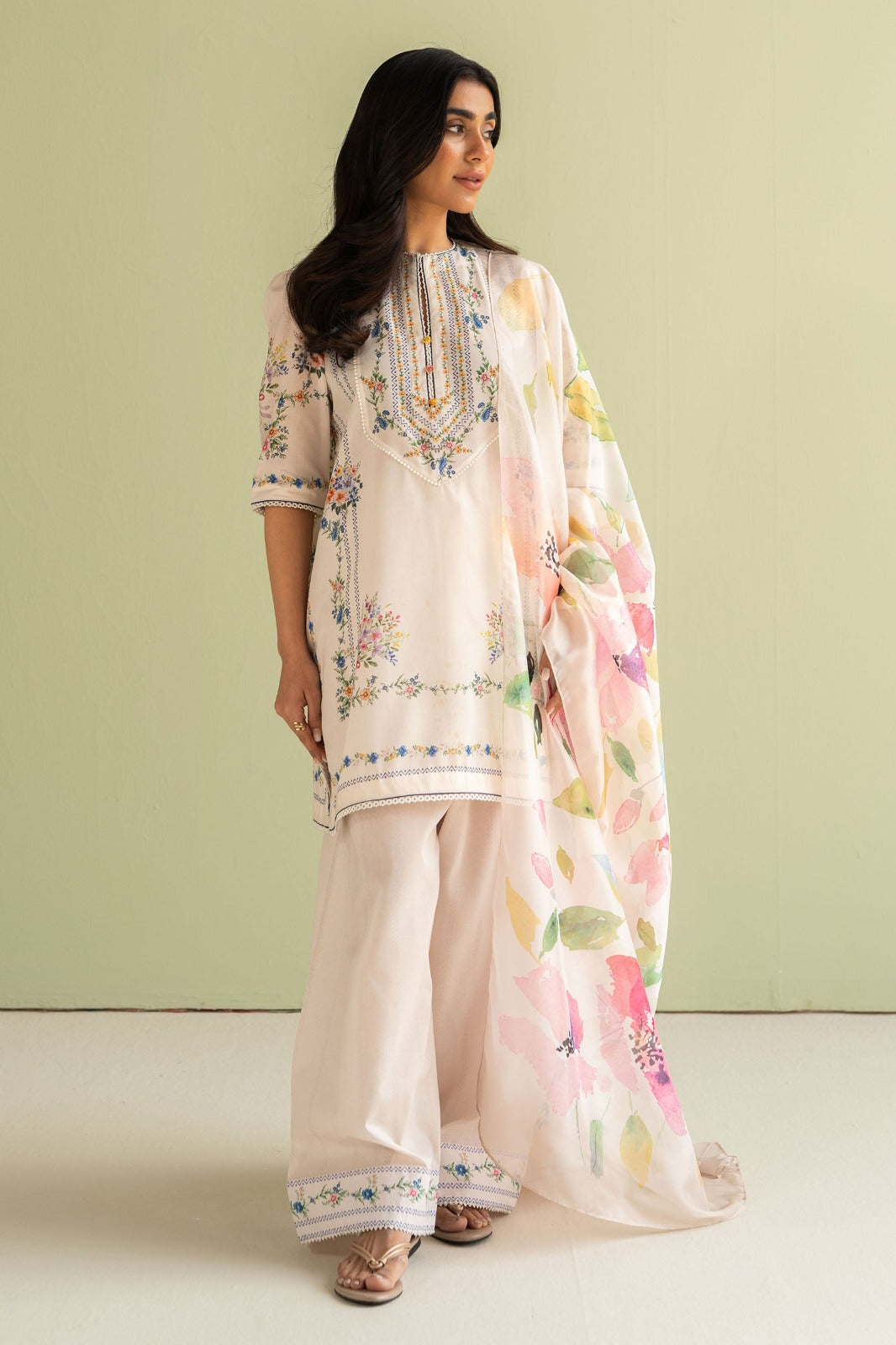 3PC LAWN PRINTED DRESS WITH SILK DUPATTA- BQ-423