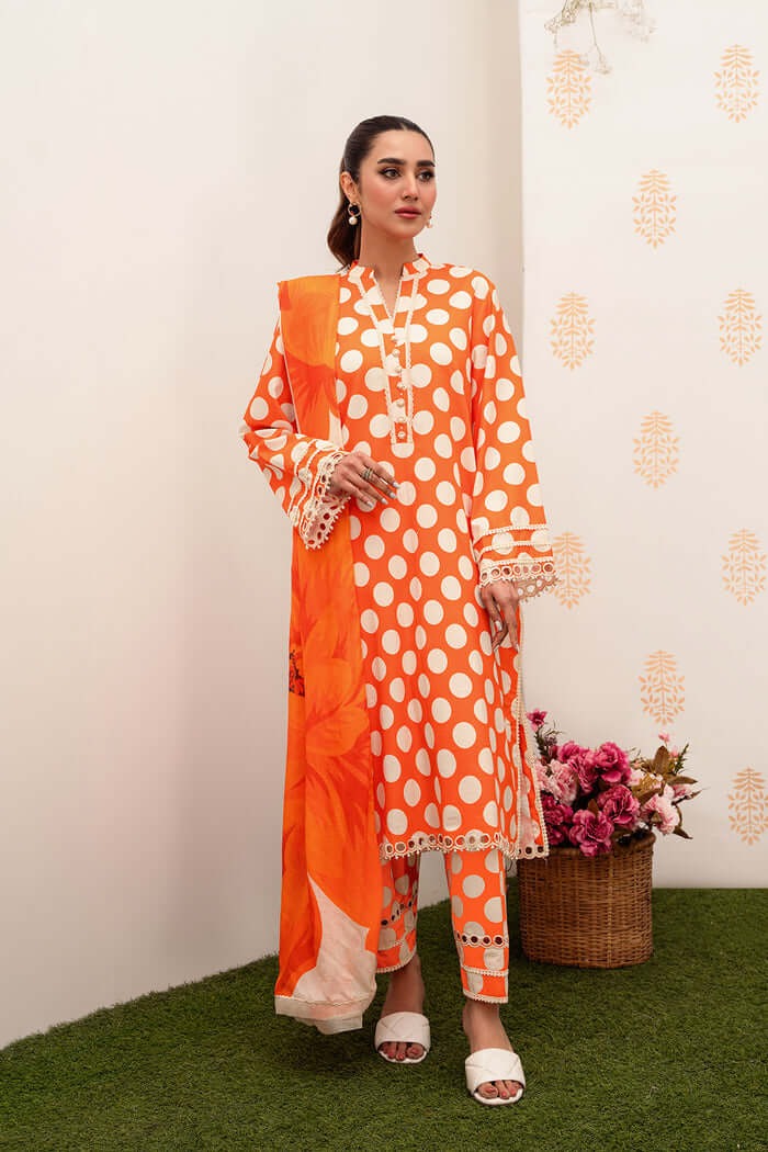 3PC LAWN PRINTED DRESS WITH LAWN DUPATTA- ABH-14