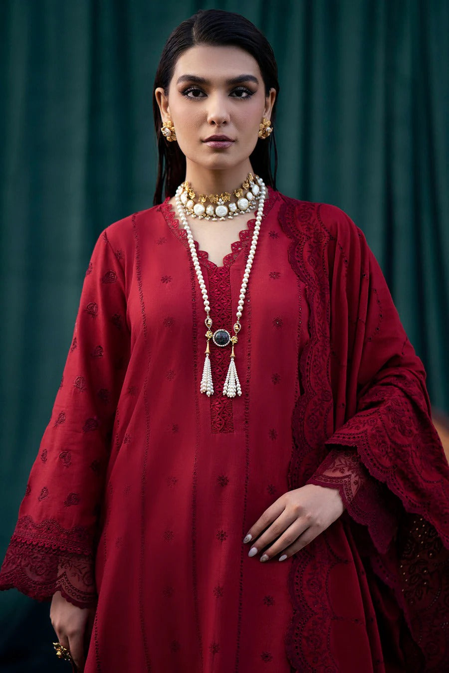 FULLY EMBROIDERED 3PC LAWN DRESS WITH LAWN EMBROIDERED DUPATTA- ABH-18