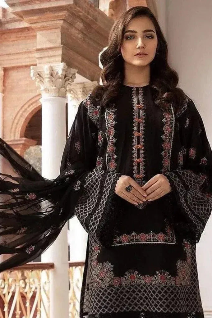 FULLY EMBROIDERED 3PC LAWN DRESS WITH BAMBER CHIFFON DUPATTA- ABH-22
