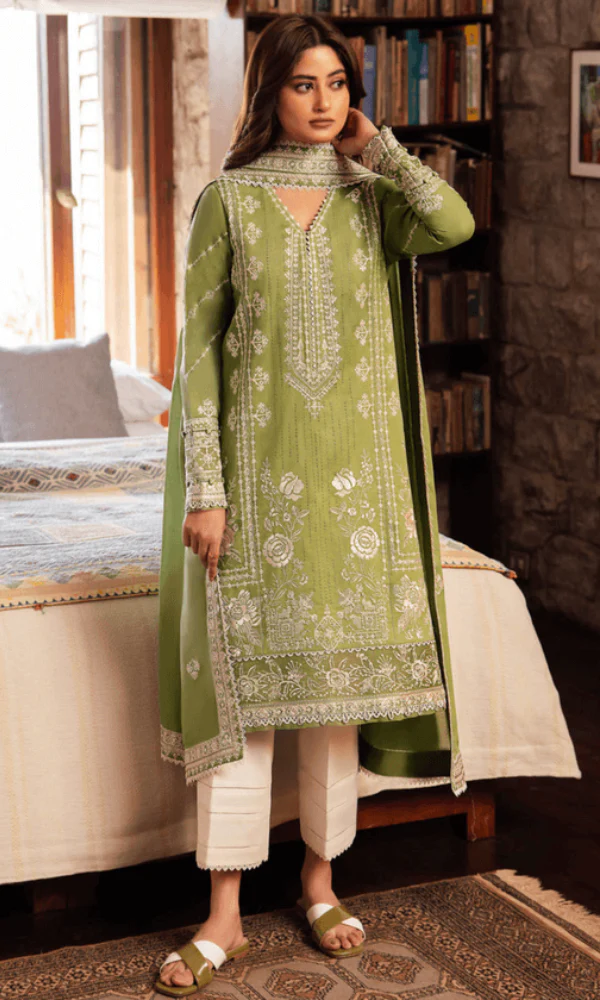 FULLY EMBROIDERED 3PC LAWN DRESS WITH ORGANZA EMBRIODERED DUPATTA- ABH-69