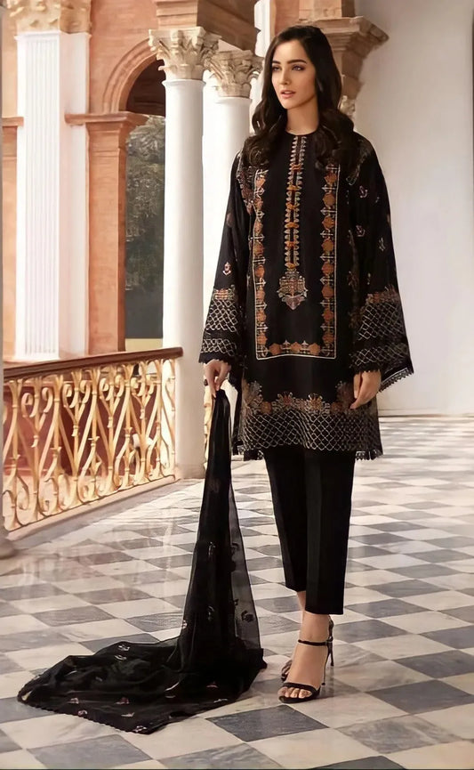 FULLY EMBROIDERED 3PC LAWN DRESS WITH ORGANZA EMBRIODERED DUPATTA- ABH-72