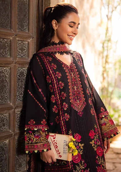 FULLY EMBROIDERED 3PC DHANAK DRESS WITH EMBROIDERED DHANAK SHAWL- ABH-30