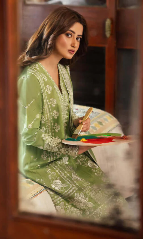 FULLY EMBROIDERED 3PC LAWN DRESS WITH ORGANZA EMBRIODERED DUPATTA- ABH-69