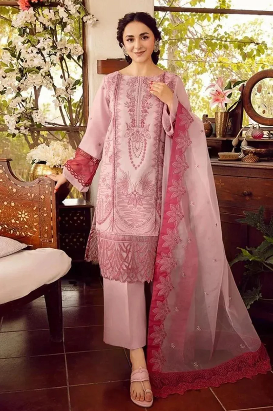 FULLY EMBROIDERED 3PC LAWN DRESS WITH ORGANZA EMBRIODERED DUPATTA- ABH-73