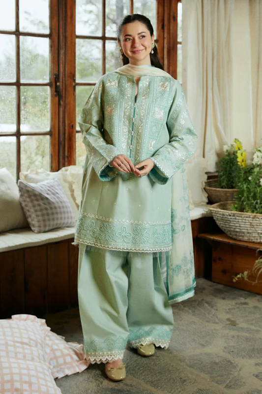 FULLY EMBROIDERED 3PC LAWN DRESS WITH LAWN DUPATTA- ABH-21