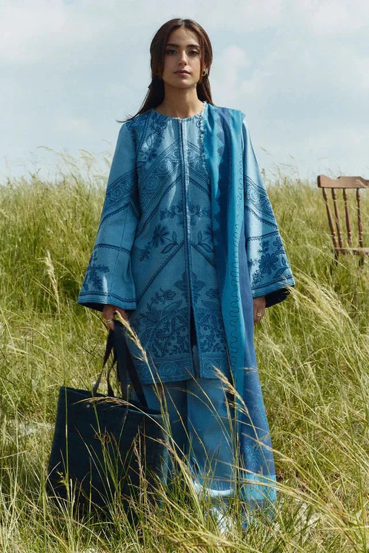 3PC LAWN  EMBROIDERED SUIT WITH PRINTED LAWN DUPATTA-