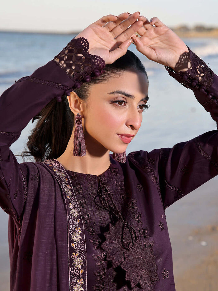 FULLY EMBROIDERED 3PC LAWN DRESS WITH LAWN EMBROIDERED DUPATTA- IZ-813
