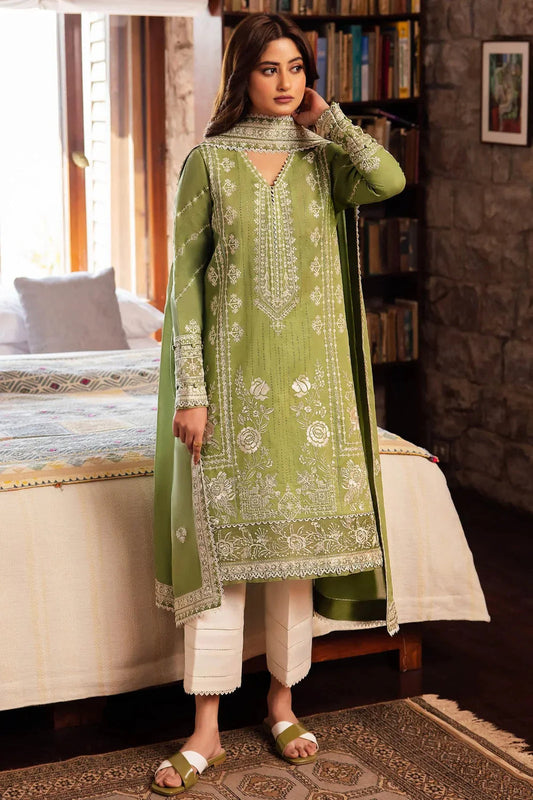 FULLY EMBROIDERED 3PC LAWN DRESS WITH LAWN EMBROIDERED DUPATTA- SR2525
