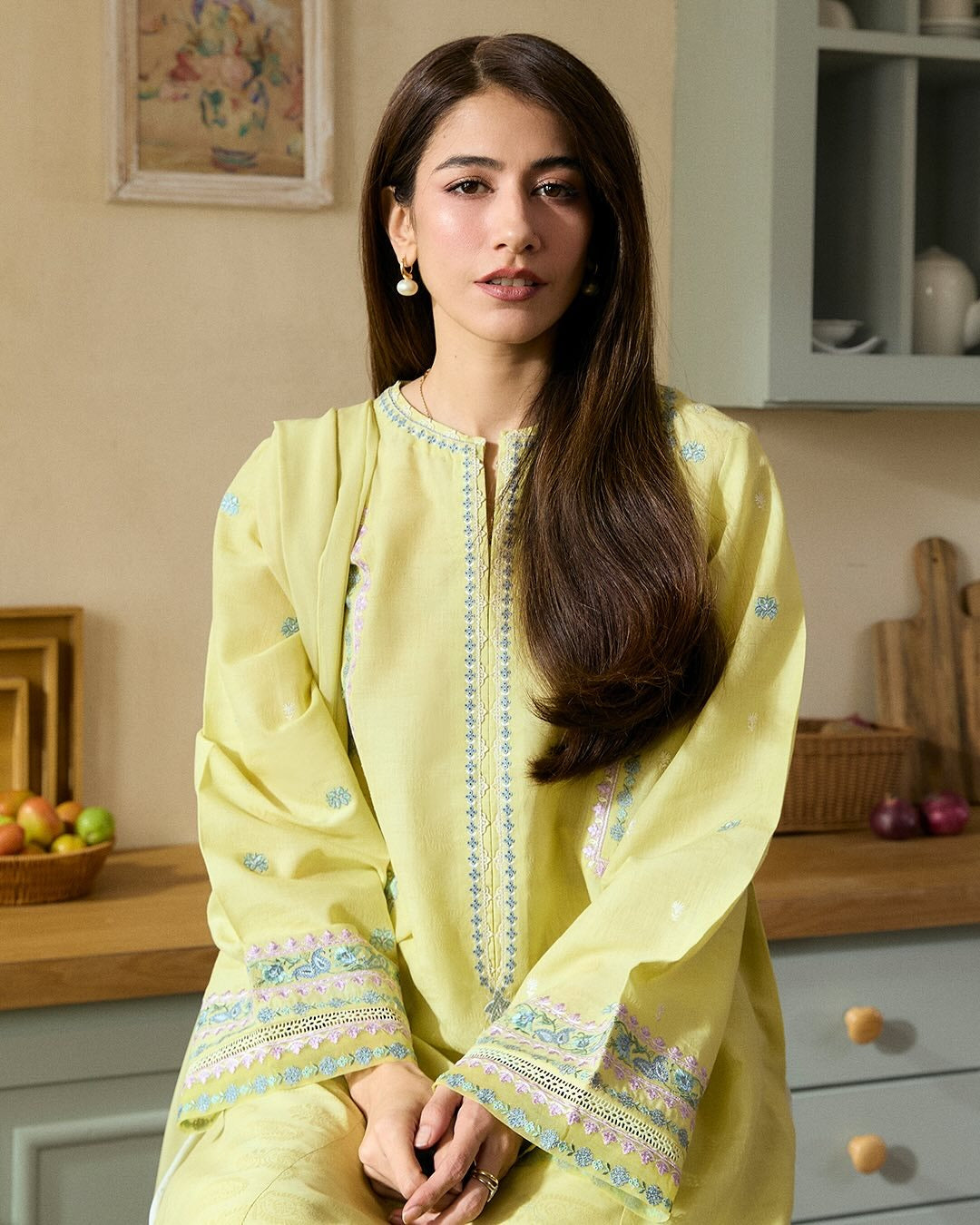 3PC LAWN EMBROIDERED DRESS WITH NET EMBROIDERED DUPATTA- ABH-11