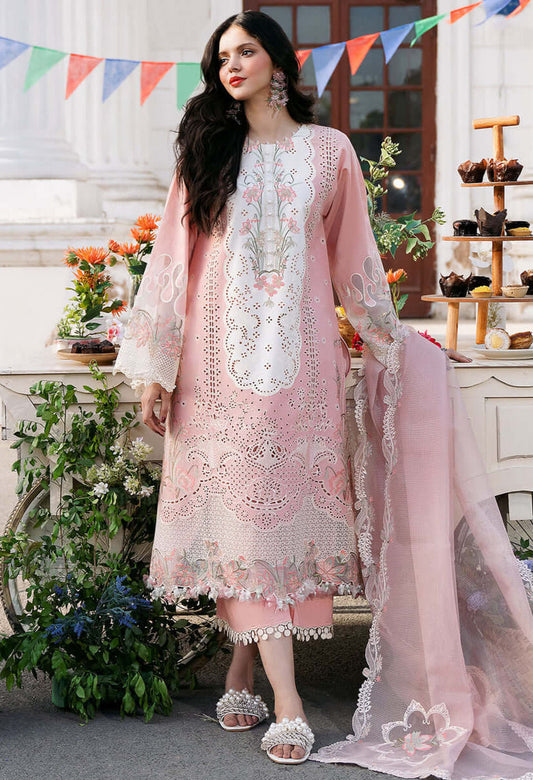 FULLY EMBROIDERED 3PC LAWN CHIKANKARI DRESS WITH ORGANZA EMBROIDERED DUPATTA- SR2585