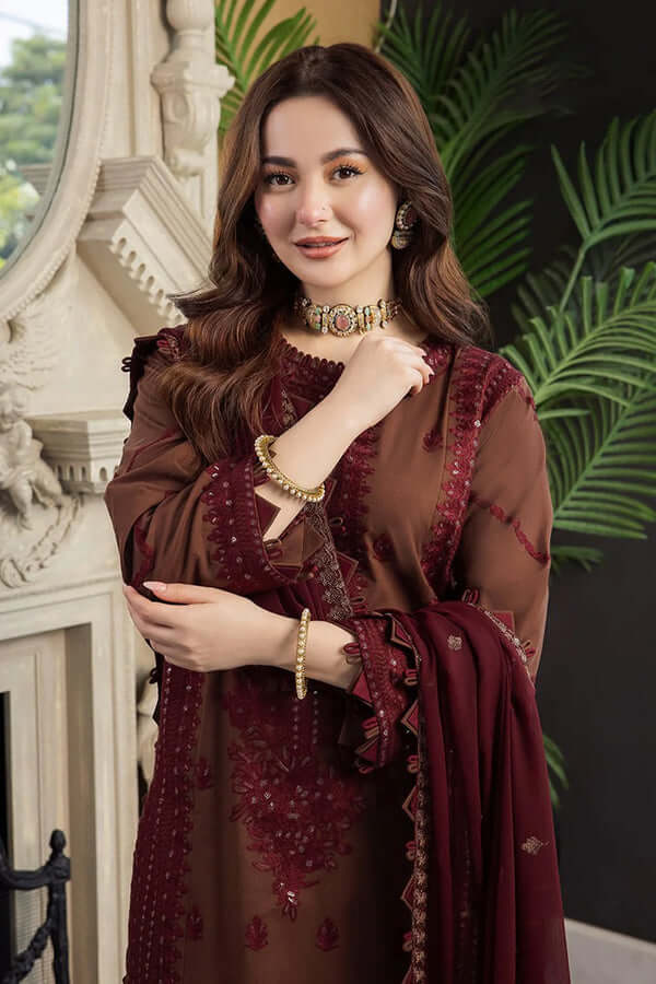 FULLY EMBROIDERED 3PC LAWN DRESS WITH LAWN EMBROIDERED DUPATTA- ABH03