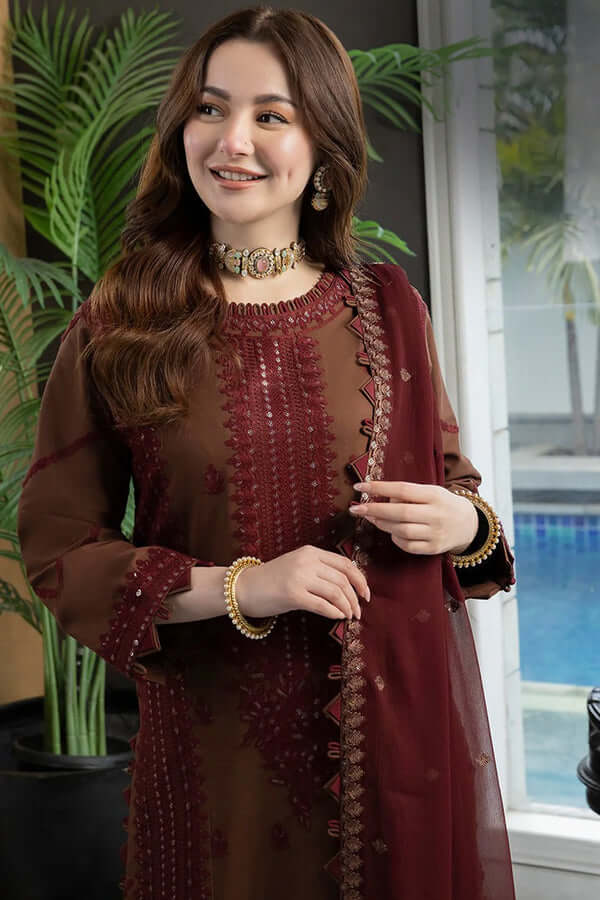 FULLY EMBROIDERED 3PC LAWN DRESS WITH LAWN EMBROIDERED DUPATTA- ABH03